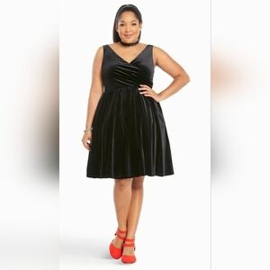 Torrid Black Velvet Surplice Swing Dress NEW but Tulle Removed Size 10